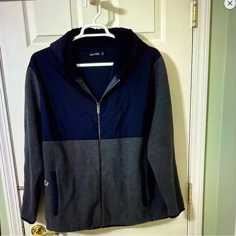 Nautica navy blue and gray hooded jacket men’s size one 1x